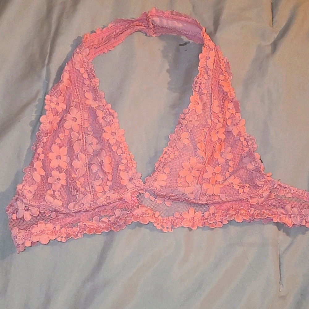 Lace halter bra